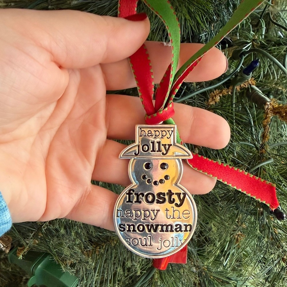 Rare Brighton Metal Joy Frosty the Snowman Silver Chrome Ornament